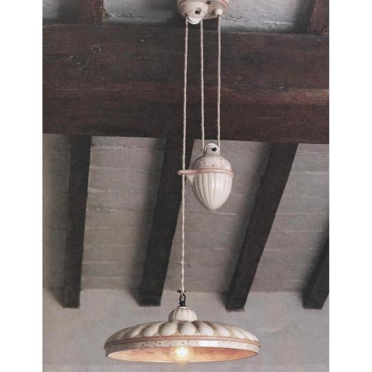 imas kezzel festett feher viragmintas ellensulyos csillar mennyezeti lampa mediterran toscana toszkanai stilus etkezo asztal.jpg